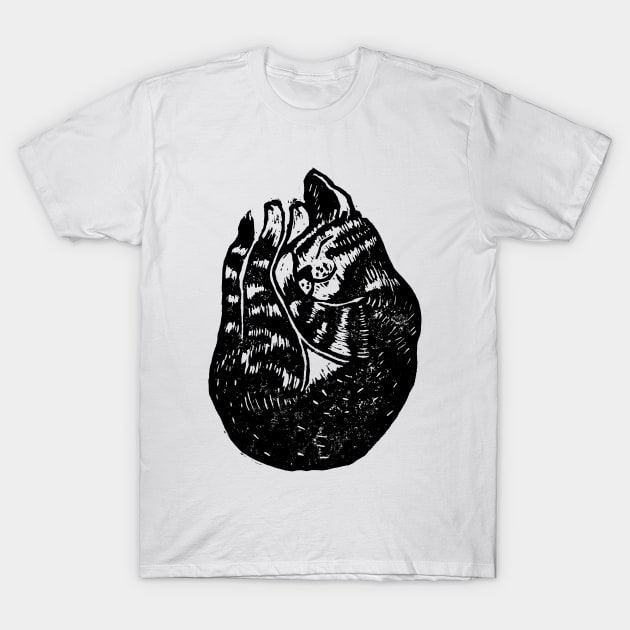 Sleeping Cat Lino T-Shirt by crumpetsandcrabsticks